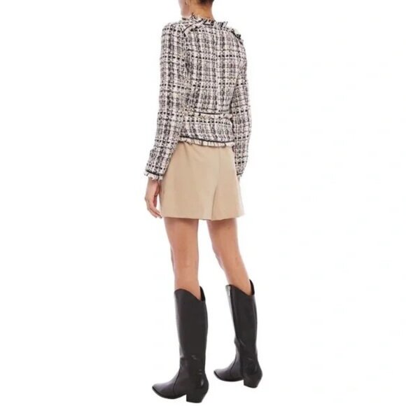 WALTER BAKER baca jacket blazer tweed fringe trim gold buttons old money M - Picture 3 of 11